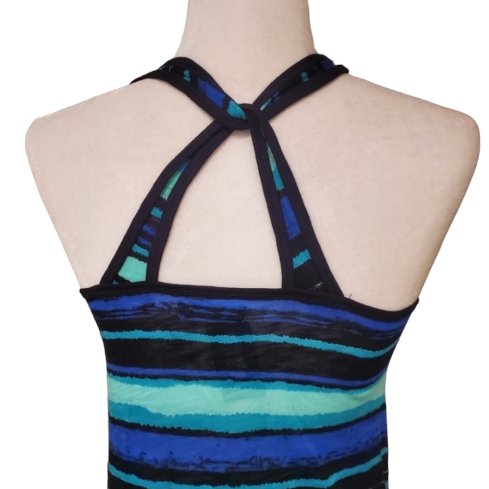 Maurices Top Womens XS Blue Striped Cross Back Tank Top - Picture 5 of 10